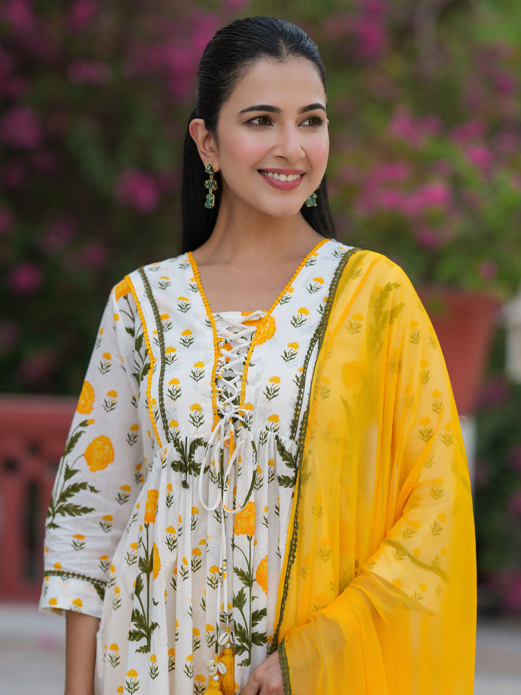 Women Floral Printed Regular Pure Cotton Kurta & Trousers With Dupatta