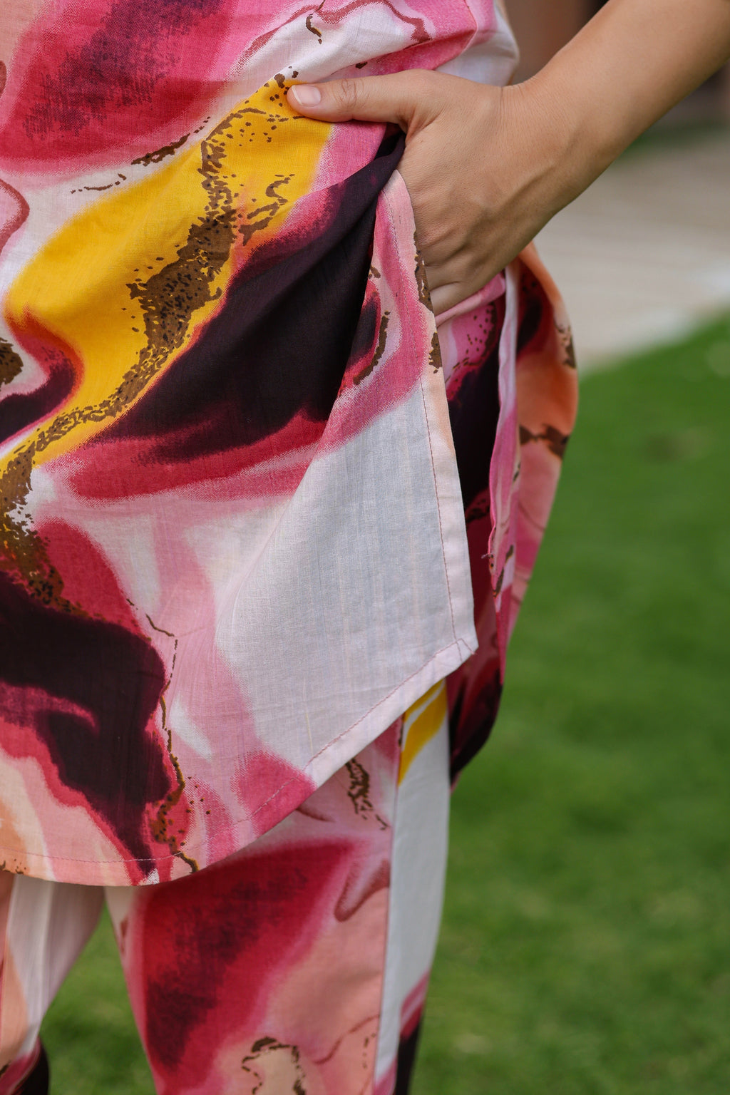 Printed Round Neck Tunic With Trousers Co-Ords