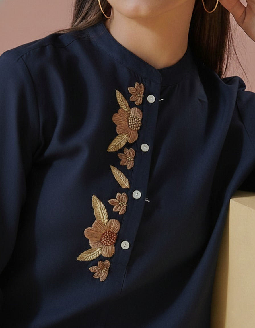 NAVY ALISHA PLACKET TUNIC