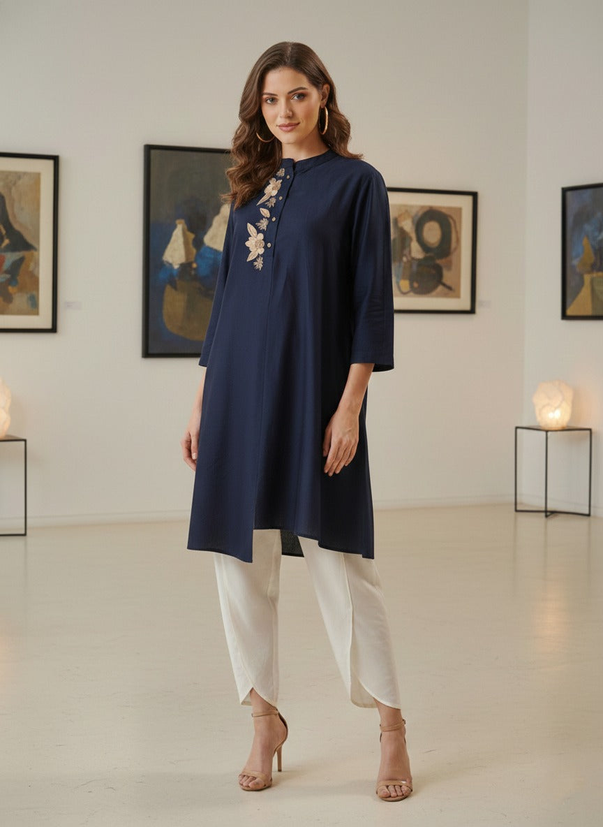 NAVY ALISHA PLACKET TUNIC