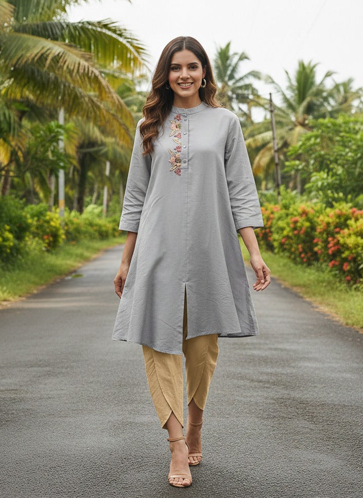 GREY ALISHA PLACKET TUNIC
