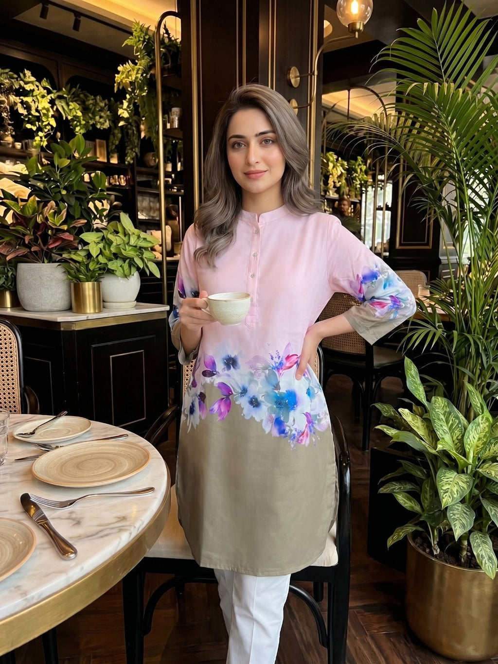 PINK JESSICA GATHERED TUNIC