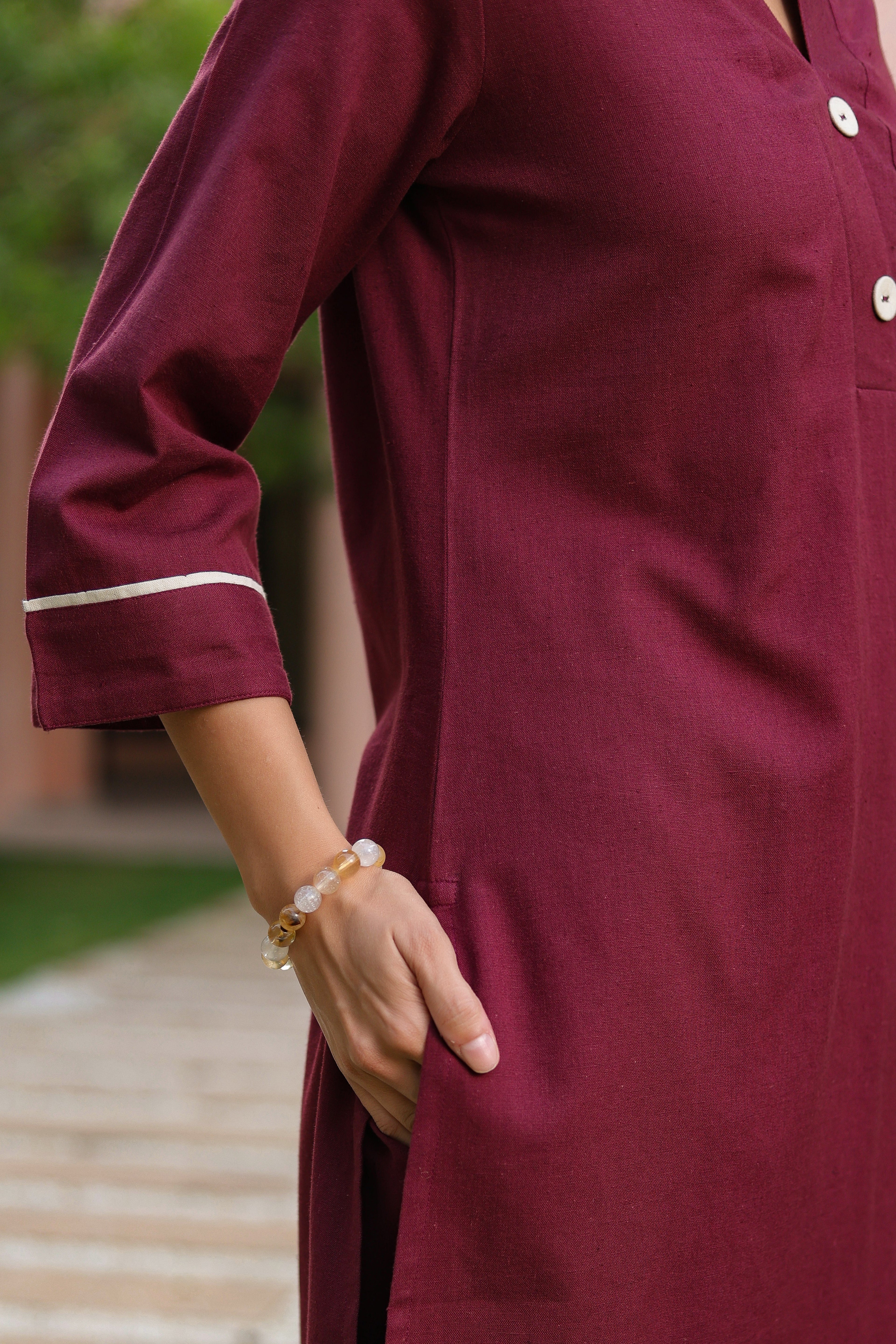 V-Neck Pure Cotton Tunic With Trouser