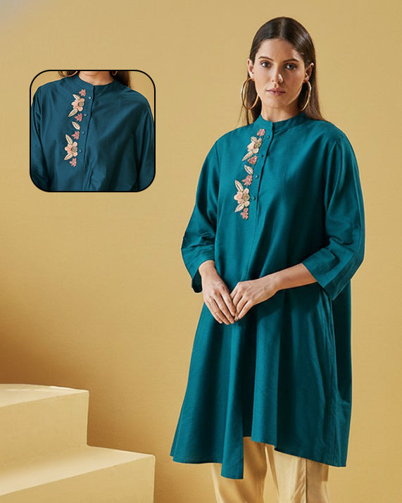 BLUE ALISHA PLACKET TUNIC