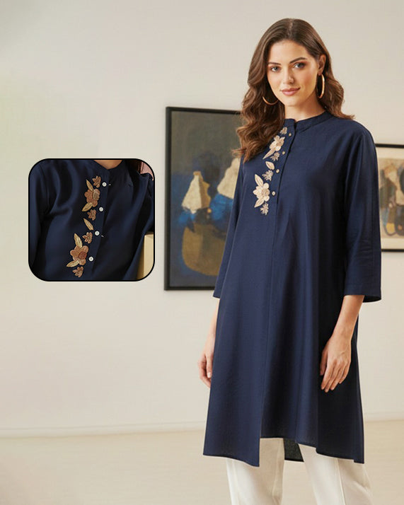 NAVY ALISHA PLACKET TUNIC