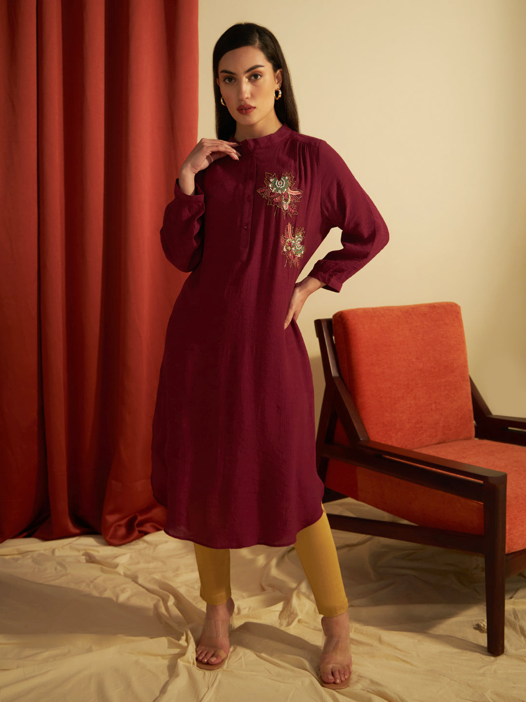 WINE MAPLE GATHERED TUNIC
