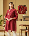 RED ALISHA PLACKET TUNIC