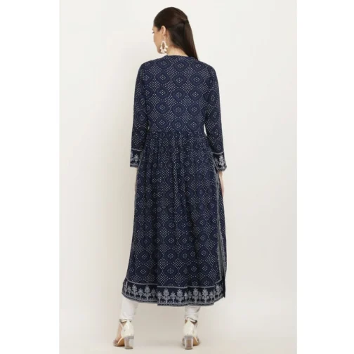 Women's Casual Rayon Full sleeve Kurti (Blue) - Image 5