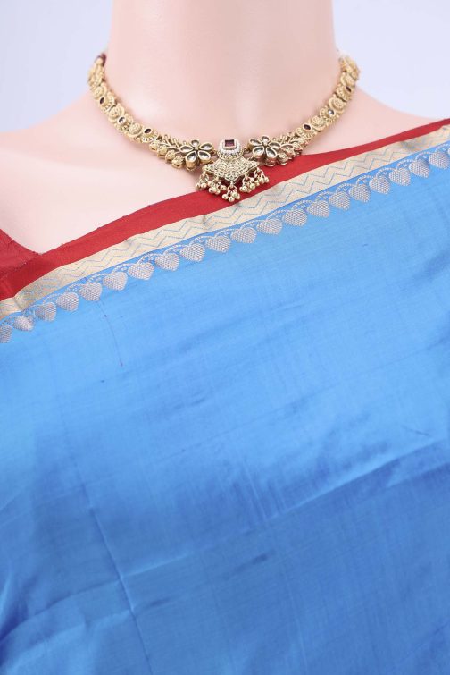 Blue Banarasi Katan Silk Saree - Image 2