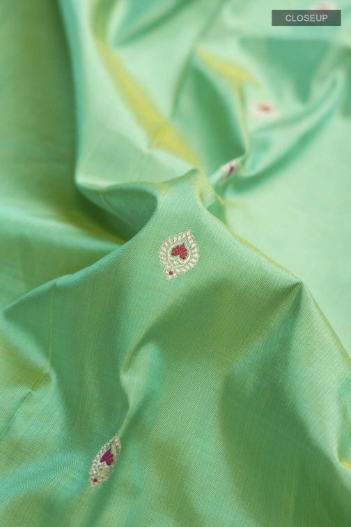 Green Banarasi Katan Silk Saree - Image 2