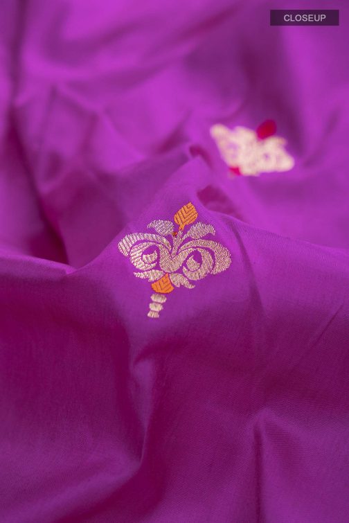 Magenta Banarasi Katan Silk Saree - Image 2
