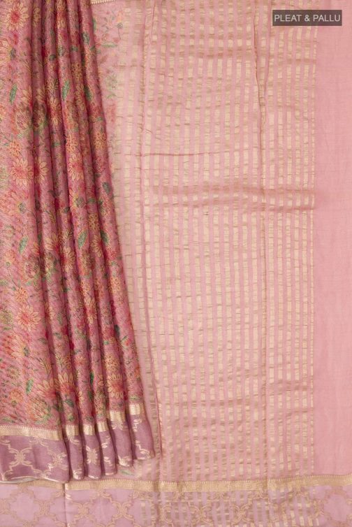 Magenta Banarasi Katan Silk Saree - Image 2