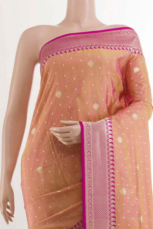 Peach Banarasi Silk Saree - Image 2