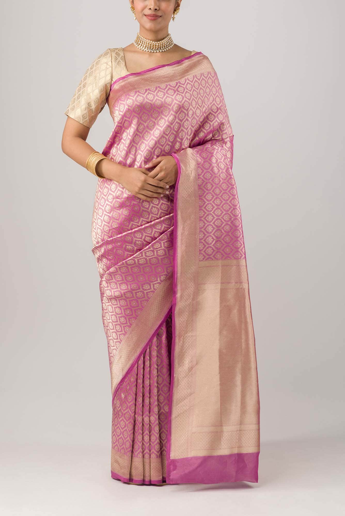 Antara-Pink Banarasi Silk Saree - Image 2