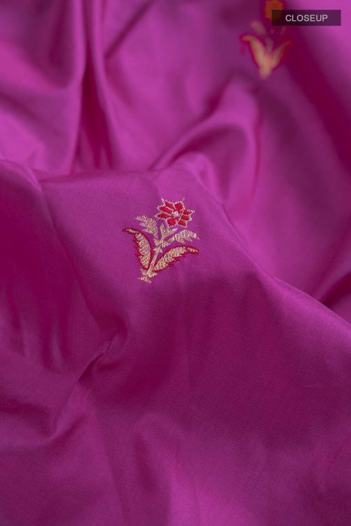 Pink Banarasi Katan Silk Saree - Image 2