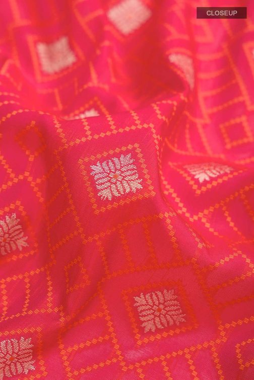 Coral Banarasi Silk Saree - Image 2