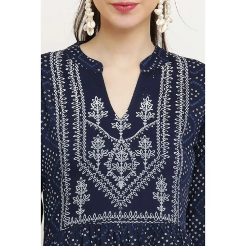 Women's Casual Rayon Full sleeve Kurti (Blue) - Image 2