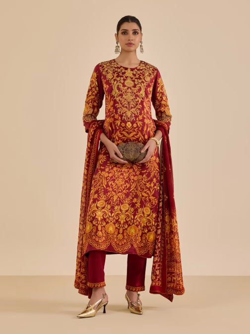 Burgundy & Rust Nia Suit Set