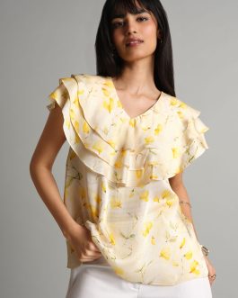 Yellow Bloom Ruffle Top