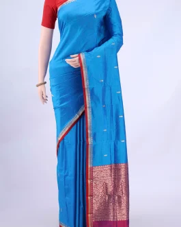 Blue Banarasi Katan Silk Saree
