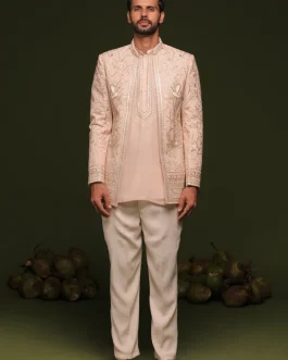 Satya Light Pink Jodhpuri set with short Kurta and trouser