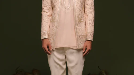Satya Light Pink Jodhpuri set with short Kurta and trouser