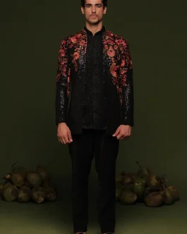 Viren black Jodhpuri set with shirt and trouser
