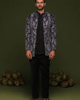 Shaurya Multi Jodhpuri set with short embroidered shirt and pant