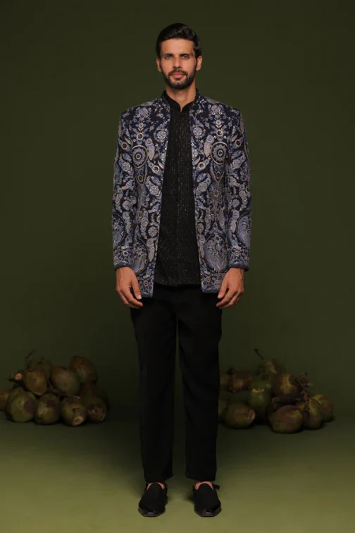 Shaurya Multi Jodhpuri set with short embroidered shirt and pant