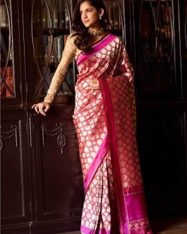 Shimmer Soleil-Magenta Banarasi Silk Saree