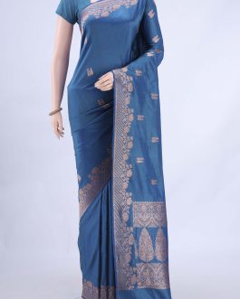 Peacock Blue Banarasi Katan Silk Saree