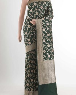 Bottle Green Banarasi Silk Saree
