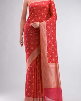 Coral Banarasi Silk Saree