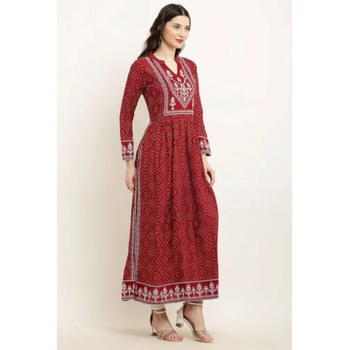 Women's Casual Rayon Full sleeve Kurti (Maroon) - Image 3