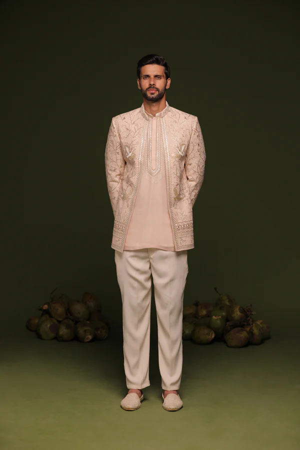 Satya Light Pink Jodhpuri set with short Kurta and trouser - Image 2