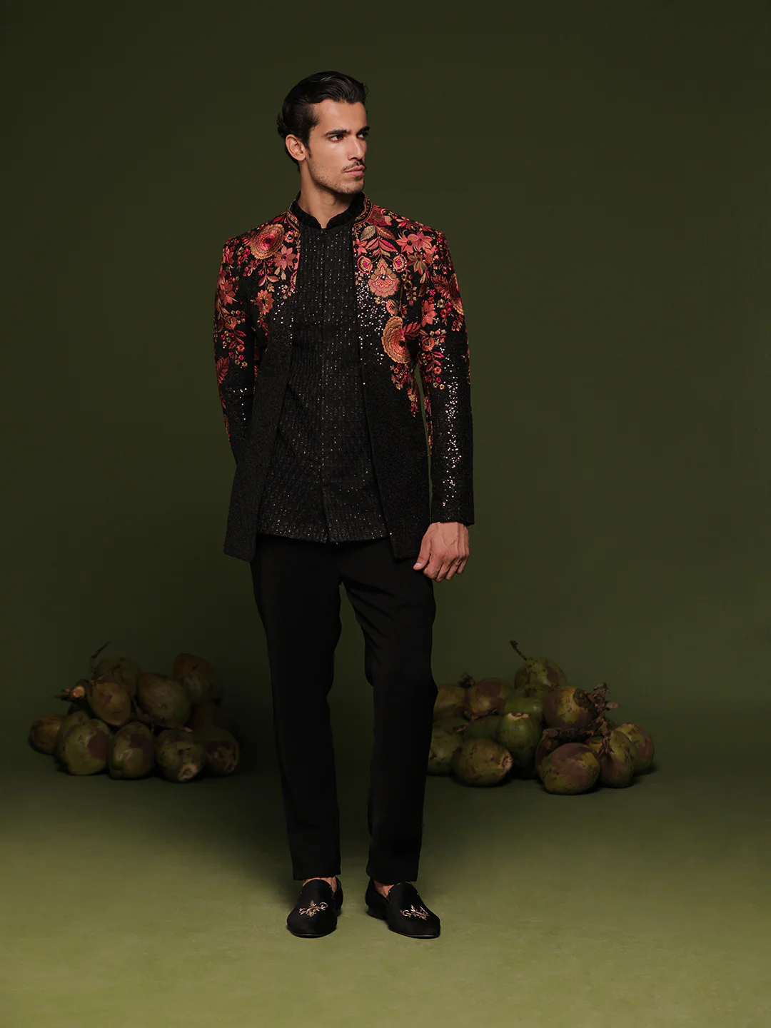 Viren black Jodhpuri set with shirt and trouser - Image 2