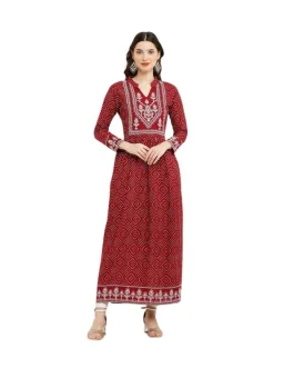 Women’s Casual Rayon Full sleeve Kurti (Maroon)